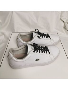 Lacoste White Leather Court Sneakers Gold Logo Women's US 7